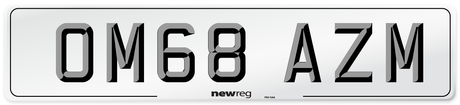 OM68 AZM Number Plate from New Reg